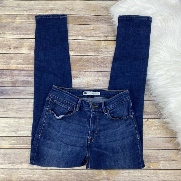 Levi's Women's Mid Rise Skinny Jeans Size 8 Dark Wash Zipper Fly Stretch - Picture 3 of 6